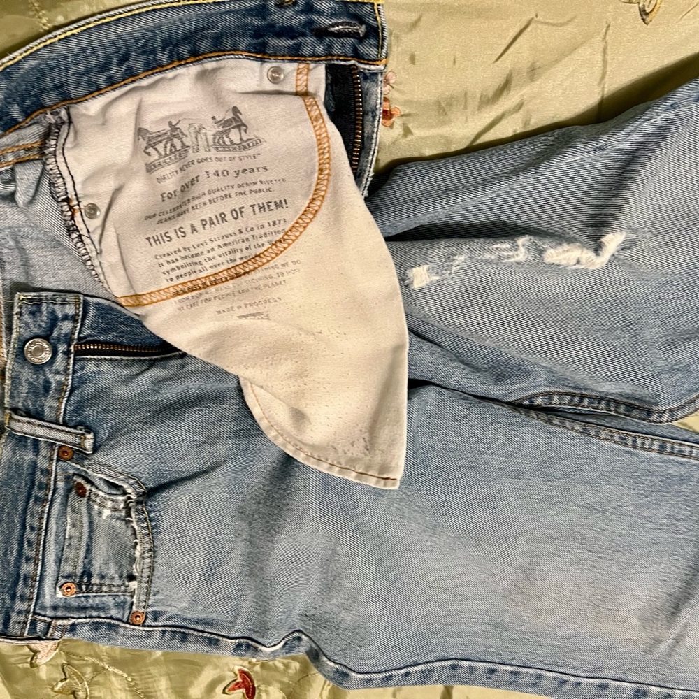 #2- Levi's 505 Relaxed Blue Jeans Denim Men, W/34, L/29, straight leg, pre owned - Picture 4 of 13